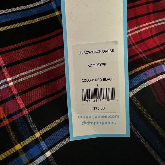 Draper James Large Long Sleeve Bow Back Plaid Dress - Picture 5 of 7